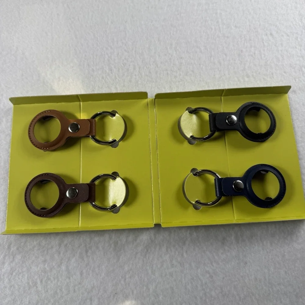 Onn. Holder with Carabiner-Style Ring for Apple AirTag, Vegan Leather,‎ 4 Count